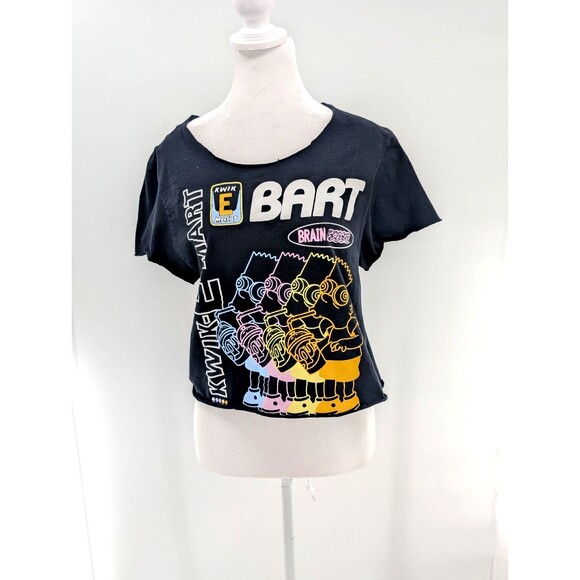 The Simpsons Kwik-E-Mart Distressed Cut up Stained Cropped T-Shirt Size Large - Picture 2 of 8